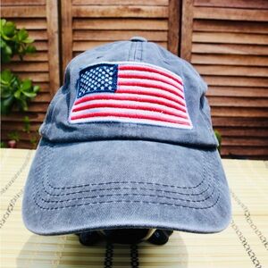 Gray Cap with American Flag Patch